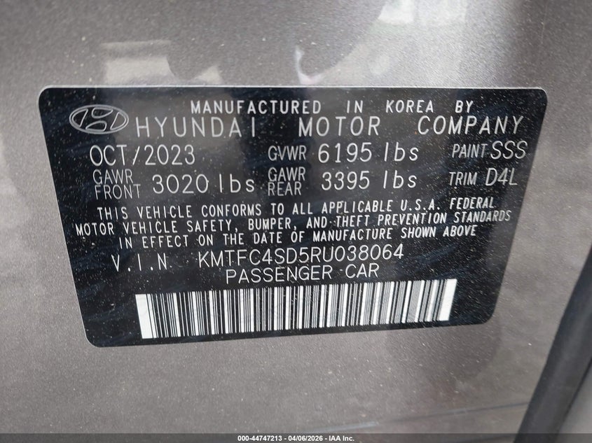 2024 Genesis G90 VIN KMTFC4SD5RU038064 IAAI salvage auction — FRONT END, Wait Title, sold $25,200 on 2026-07-13 (photo 9)