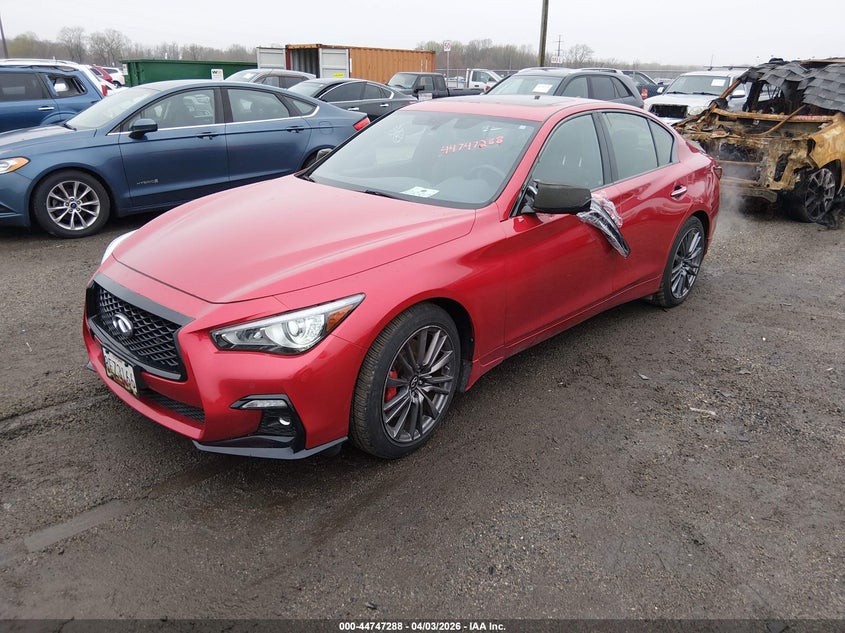 2021 Infiniti Q50 VIN JN1FV7DR8MM880024 IAAI salvage auction — UNKNOWN, Wait Title, sold $10,200 on 2026-07-27 (photo 2)