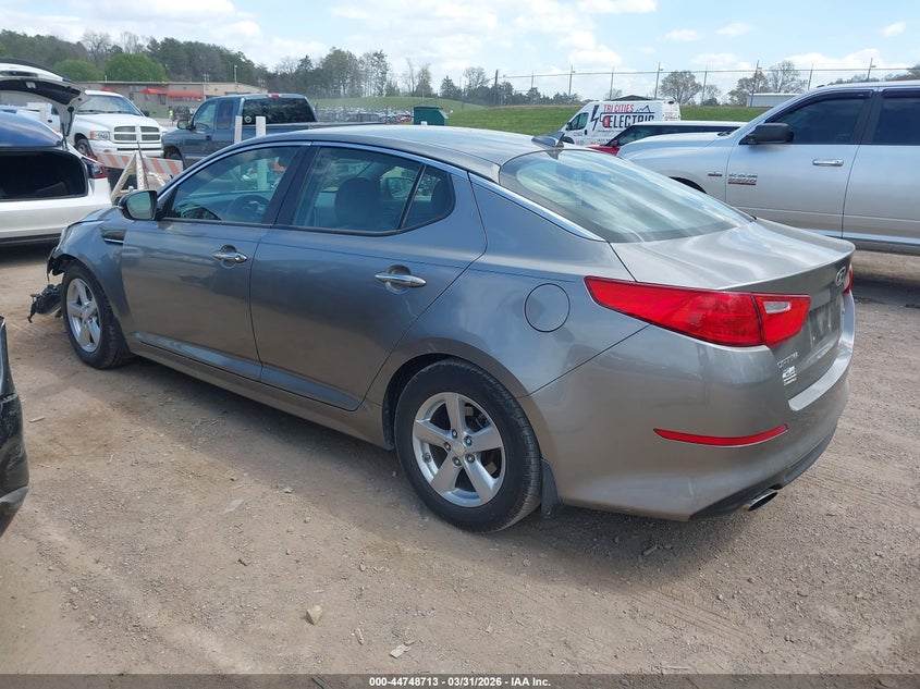 2015 Kia Optima VIN 5XXGM4A72FG415737 IAAI salvage auction — LEFT FRONT, Wait Title, sold $825 on 2026-07-08 (photo 3)