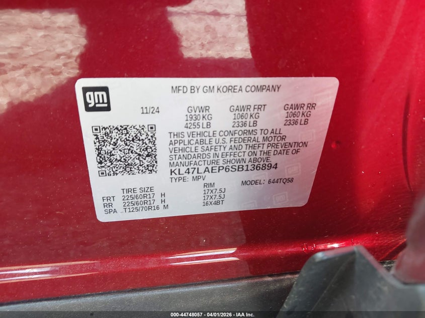 2025 Buick Envista VIN KL47LAEP6SB136894 IAAI salvage auction — REAR END, Salvage (South Carolina), sold $4,400 on 2026-07-29 (photo 9)