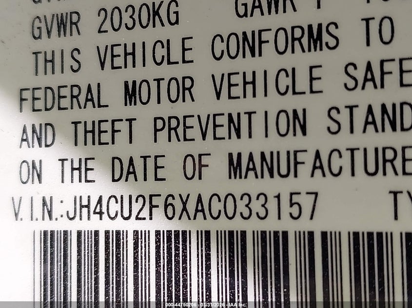 2010 Acura Tsx VIN JH4CU2F6XAC033157 IAAI salvage auction — LEFT SIDE, Clear (Virginia), sold $500 on 2026-07-07 (photo 9)