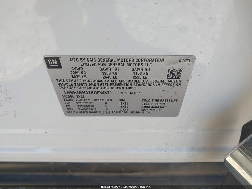 2023 Buick Envision VIN LRBFZNR47PD084371 IAAI salvage auction — SIDE, Salvage (Texas), sold $2,750 on 2026-07-31 (photo 9)