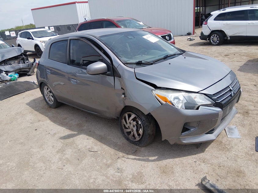 2021 Mitsubishi Mirage VIN ML32AUHJ0MH007499 IAAI salvage auction — RIGHT SIDE, Original (Texas), sold $1,000 on 2026-07-14 (photo 1)