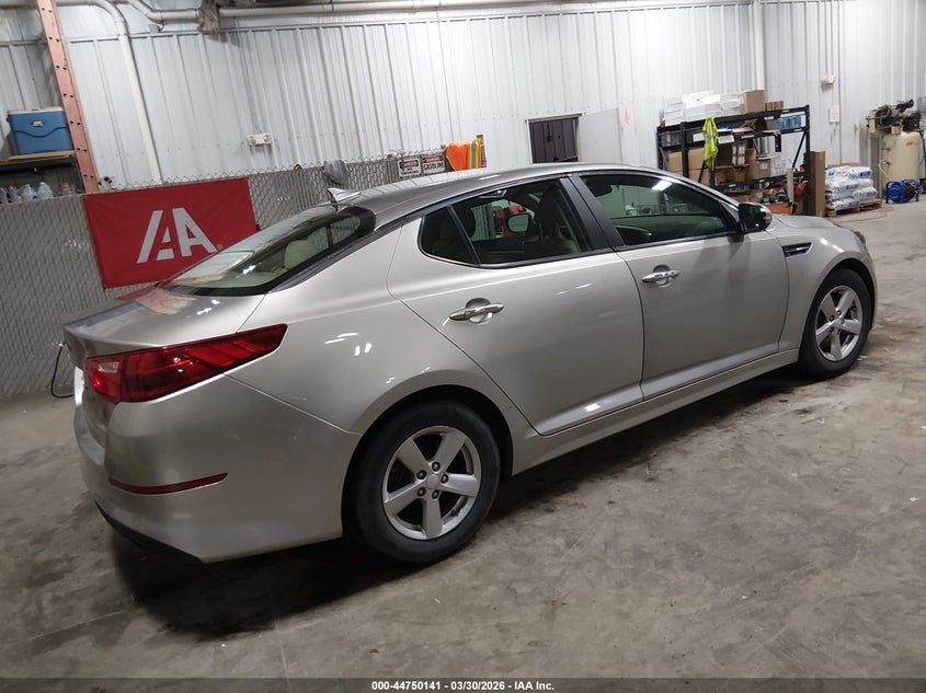 2015 Kia Optima VIN 5XXGM4A71FG448843 IAAI salvage auction — LEFT FRONT, Wait Title, sold $775 on 2026-07-14 (photo 4)
