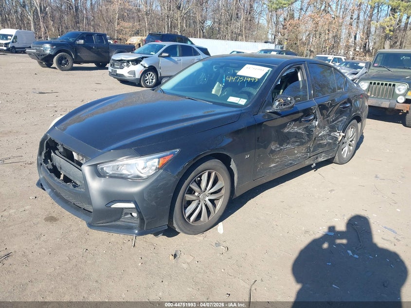 2015 Infiniti Q50 VIN JN1BV7AR2FM421710 IAAI salvage auction — LEFT SIDE, Wait Title, sold $1,050 on 2026-07-14 (photo 2)