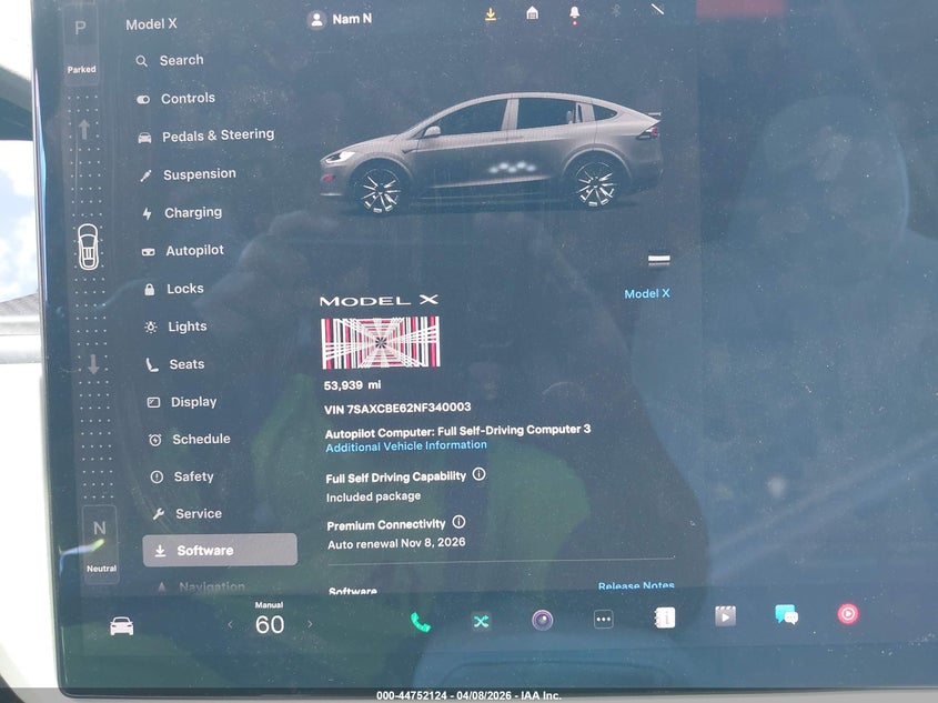 2022 Tesla Model x VIN 7SAXCBE62NF340003 IAAI salvage auction — RIGHT FRONT, Salvage Title, sold $28,700 on 2026-09-03 (photo 7)