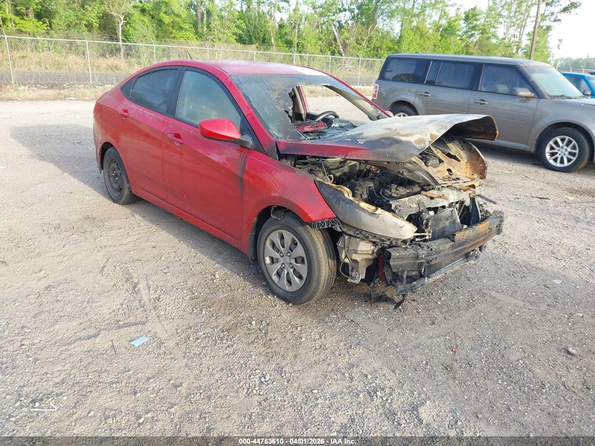 2016 Hyundai Accent VIN KMHCT4AE7GU049443 IAAI salvage auction — ENGINE BURN, Certificate Of Destruction (Florida), sold $250 on 2026-07-14 (photo 1)
