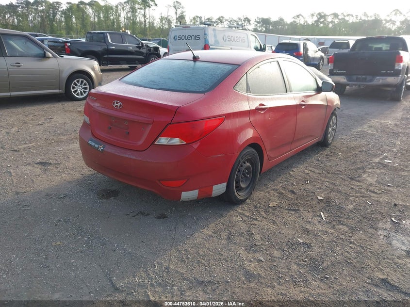2016 Hyundai Accent VIN KMHCT4AE7GU049443 IAAI salvage auction — ENGINE BURN, Certificate Of Destruction (Florida), sold $250 on 2026-07-14 (photo 4)