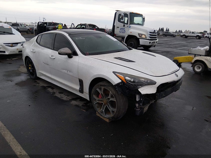 2018 Kia Stinger VIN KNAE45LC2J6039973 IAAI salvage auction — FRONT END, Wait Title, sold $25 on 2026-07-29 (photo 1)