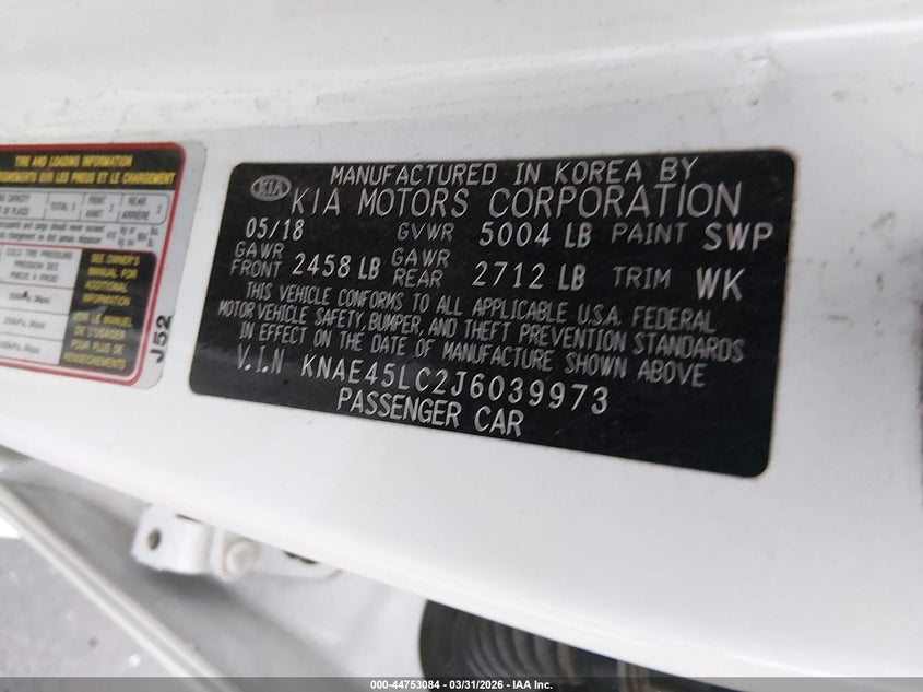 2018 Kia Stinger VIN KNAE45LC2J6039973 IAAI salvage auction — FRONT END, Wait Title, sold $25 on 2026-07-29 (photo 9)