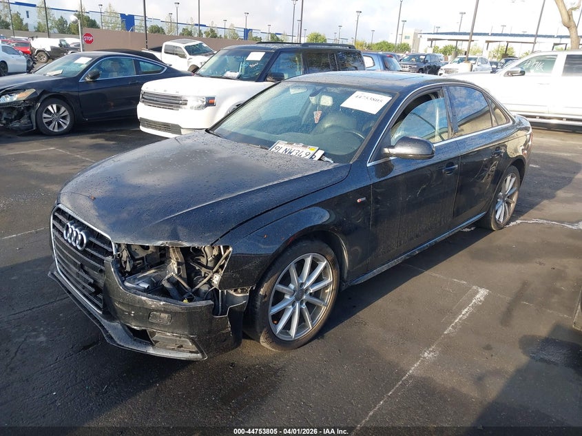 2015 Audi A4 VIN WAUAFAFL4FN011487 IAAI salvage auction — LEFT FRONT, Wait Title, sold $1,775 on 2026-08-14 (photo 2)
