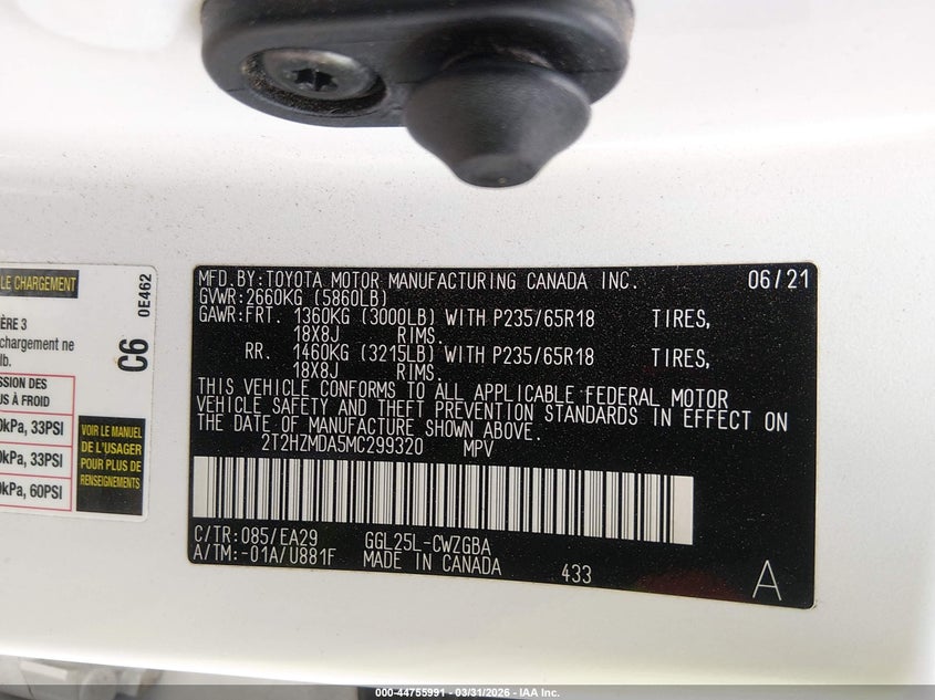 2021 Lexus Rx VIN 2T2HZMDA5MC299320 IAAI salvage auction — FRONT END, Wait Title, sold $12,200 on 2026-07-22 (photo 9)