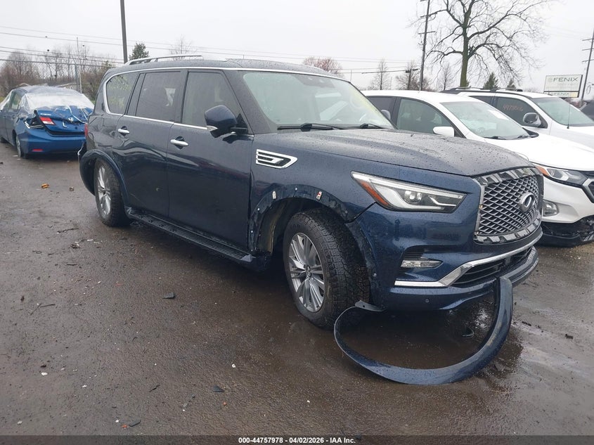 2021 Infiniti Qx80 VIN JN8AZ2AE6M9269464 IAAI salvage auction — FRONT & REAR, Wait Title, sold $3,450 on 2026-07-23 (photo 1)