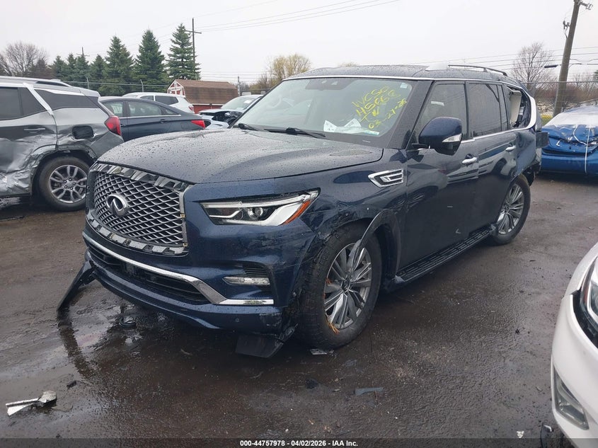 2021 Infiniti Qx80 VIN JN8AZ2AE6M9269464 IAAI salvage auction — FRONT & REAR, Wait Title, sold $3,450 on 2026-07-23 (photo 2)