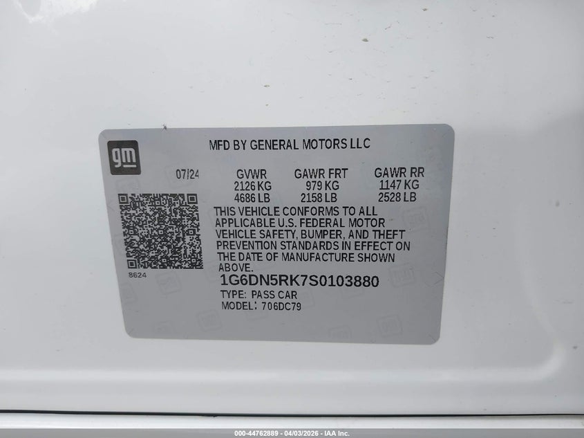 2025 Cadillac Ct5 VIN 1G6DN5RK7S0103880 IAAI salvage auction — SIDE, Original (Texas), sold $13,300 on 2026-08-01 (photo 9)