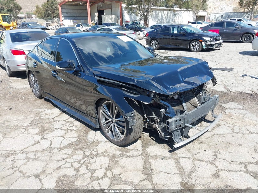 2014 Infiniti Q50 VIN JN1BV7AP8EM677279 IAAI salvage auction — FRONT END, Wait Title, sold $1,150 on 2026-07-07 (photo 1)