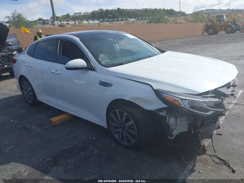 2019 Kia Optima VIN 5XXGU4L12KG337236 IAAI salvage auction — FRONT END, Wait Title, sold $1,225 on 2026-07-15 (photo 1)