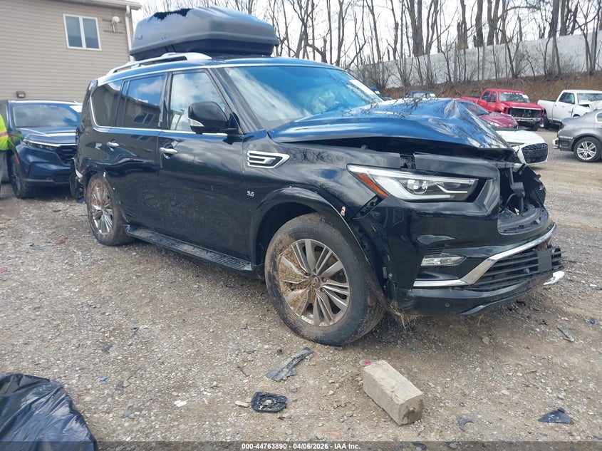 2018 Infiniti Qx80 VIN JN8AZ2NE9J9192188 IAAI salvage auction — LEFT FRONT, Wait Title, sold $1,800 on 2026-07-28 (photo 1)