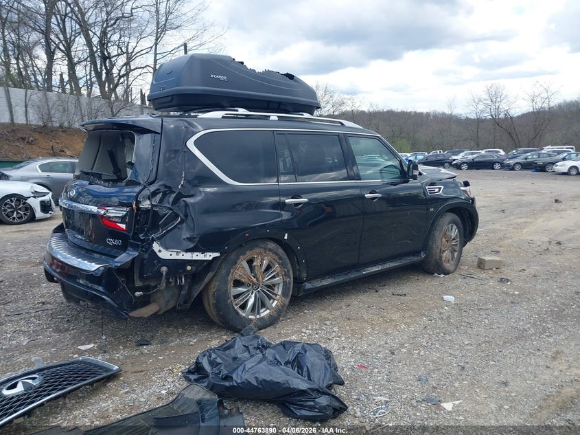2018 Infiniti Qx80 VIN JN8AZ2NE9J9192188 IAAI salvage auction — LEFT FRONT, Wait Title, sold $1,800 on 2026-07-28 (photo 4)