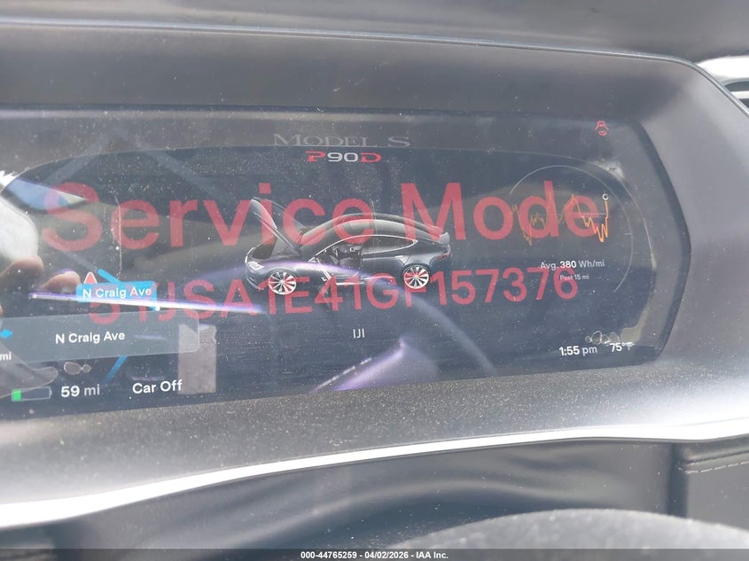 2016 Tesla Model s VIN 5YJSA1E41GF157376 IAAI salvage auction — FRONT END, Wait Title, sold $4,750 on 2026-07-15 (photo 7)