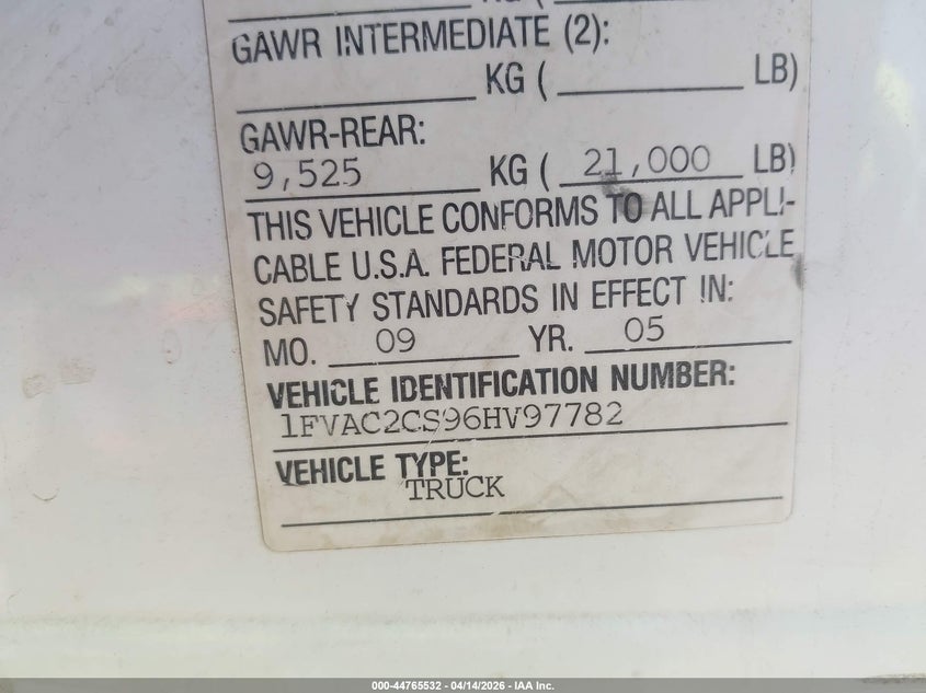 2006 Freightliner M2 106 VIN 1FVAC2CS96HV97782 IAAI salvage auction — NORMAL WEAR, Clear (Arizona), sold $25 on 2026-07-22 (photo 8)