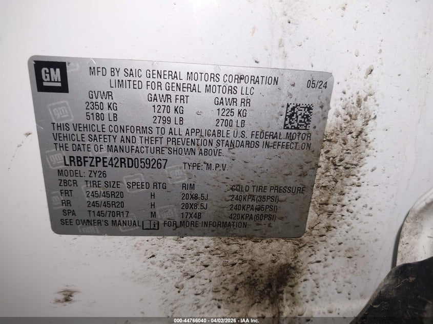 2024 Buick Envision VIN LRBFZPE42RD059267 IAAI salvage auction — FRONT END, Salvage (Minnesota), sold $8,550 on 2026-07-16 (photo 9)