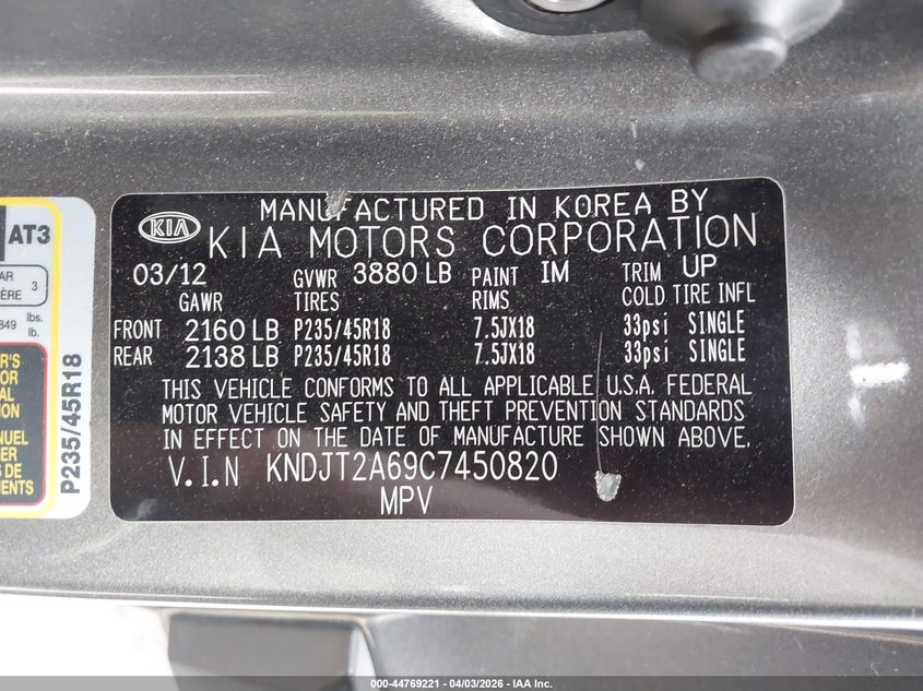 2012 Kia Soul VIN KNDJT2A69C7450820 IAAI salvage auction — FRONT END, Salvage (Texas), sold $350 on 2026-07-21 (photo 9)