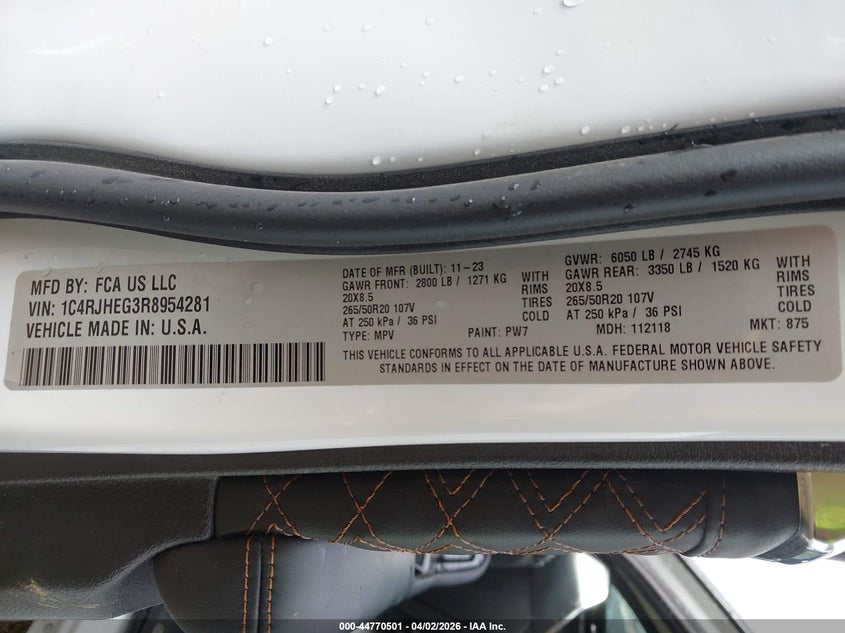 2024 Jeep Grand cherokee VIN 1C4RJHEG3R8954281 IAAI salvage auction — ROLLOVER, Salvage (Pennsylvania), sold $4,100 on 2026-08-01 (photo 9)