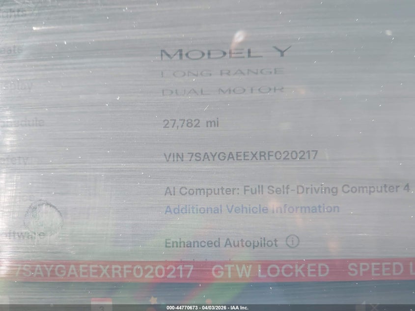 2024 Tesla Model y VIN 7SAYGAEEXRF020217 IAAI salvage auction — FRONT END, Salvage (Virginia), sold $13,750 on 2026-08-01 (photo 7)