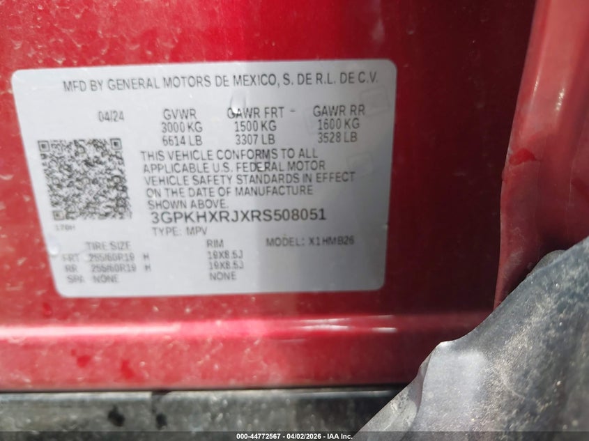 2024 Honda Prologue VIN 3GPKHXRJXRS508051 IAAI salvage auction — FRONT END, Original (Texas), sold $7,000 on 2026-07-30 (photo 9)