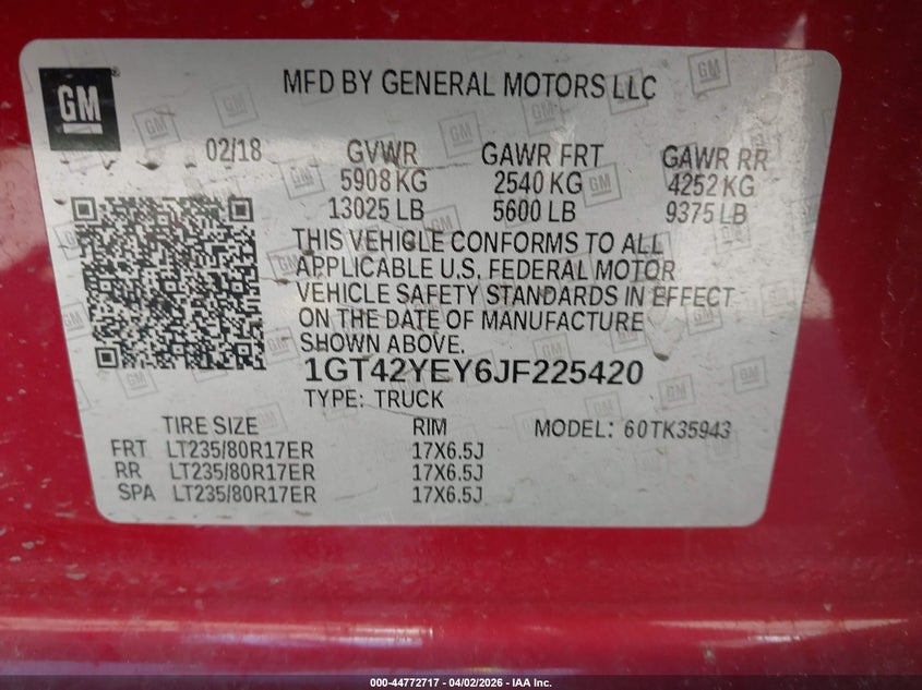 2018 Gmc SIERRA VIN 1GT42YEY6JF225420 IAAI salvage auction — SIDE, Wait Title, sold $8,000 on 2026-08-19 (photo 8)