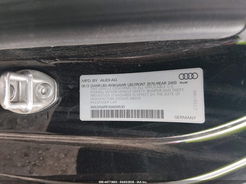 2014 Audi S5 VIN WAUVGAFR1EA009530 IAAI salvage auction — FRONT END, Salvage (Montana), sold $200 on 2026-07-15 (photo 9)
