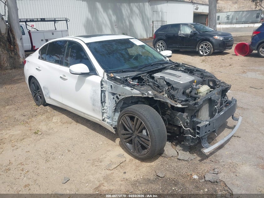 2014 Infiniti Q50 VIN JN1BV7AP3EM684480 IAAI salvage auction — FRONT END, Salvage (Idaho), sold $1,375 on 2026-07-14 (photo 1)