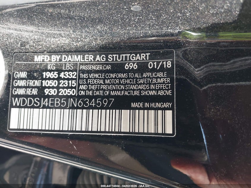 2018 Mercedes-benz Cla-klasse VIN WDDSJ4EB5JN634597 IAAI salvage auction — LEFT FRONT, Salvage (Georgia), sold $1,850 on 2026-07-09 (photo 9)