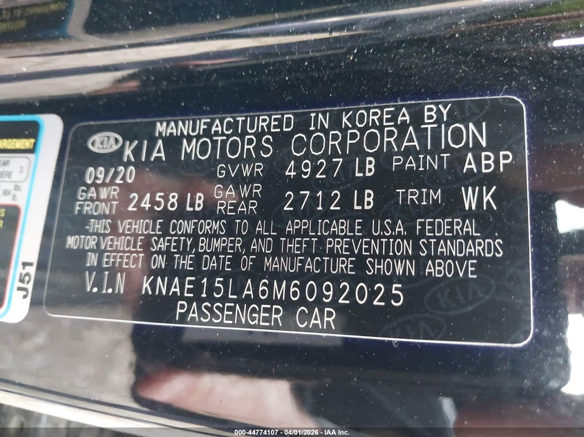 2021 Kia Stinger VIN KNAE15LA6M6092025 IAAI salvage auction — LEFT REAR, Wait Title, sold $4,225 on 2026-07-08 (photo 9)