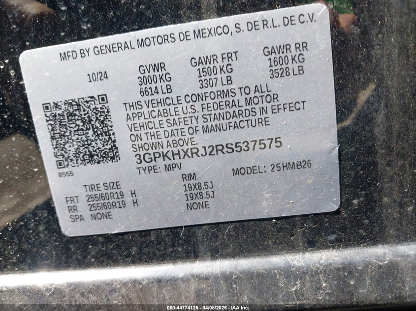 2024 Honda Prologue VIN 3GPKHXRJ2RS537575 IAAI salvage auction — FRONT END, Salvage Title, sold $8,400 on 2026-07-17 (photo 9)