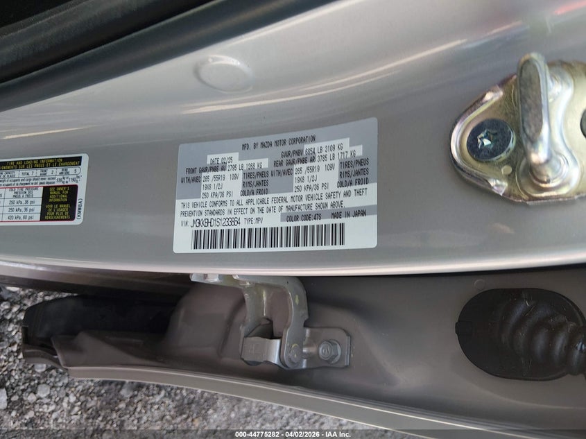 2025 Mazda Cx-90 VIN JM3KKBHD1S1233864 IAAI salvage auction — REAR END, Wait Title, sold $14,000 on 2026-07-29 (photo 9)