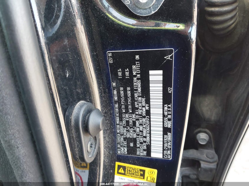 2016 Toyota Highlander VIN 5TDBKRFH3GS259173 IAAI salvage auction — LEFT SIDE, Clear (Oklahoma), sold $3,700 on 2026-07-29 (photo 9)