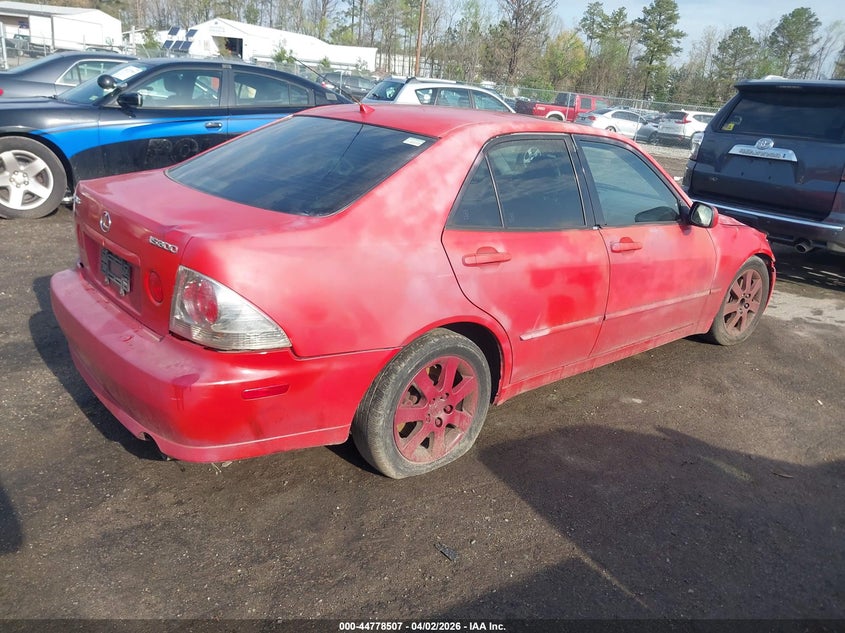 2002 Lexus Is VIN JTHBD192620041533 IAAI salvage auction — RIGHT FRONT, Salvage (Texas), sold $350 on 2026-07-10 (photo 4)
