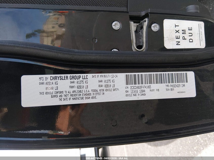 2015 Dodge Charger VIN 2C3CDXBG9FH741065 IAAI salvage auction — RIGHT REAR, Wait Title, sold $2,850 on 2026-07-10 (photo 9)