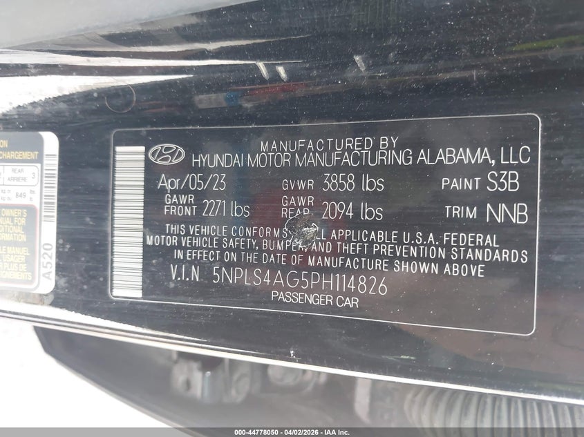 2023 Hyundai Elantra VIN 5NPLS4AG5PH114826 IAAI salvage auction — RIGHT REAR, Salvage (Ohio), sold $5,950 on 2026-07-15 (photo 9)