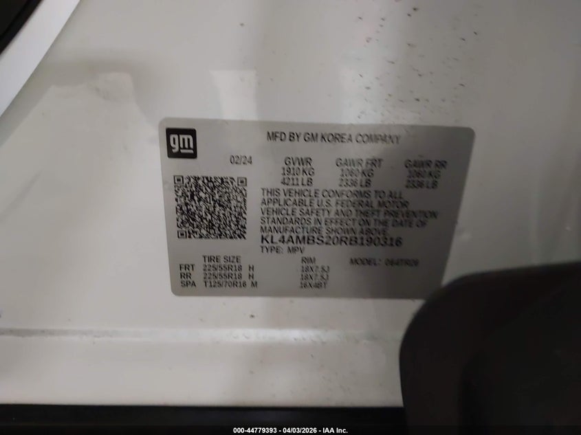 2024 Buick Encore gx VIN KL4AMBS20RB190316 IAAI salvage auction — REAR END, Salvage (Illinois), sold $7,125 on 2026-09-21 (photo 9)