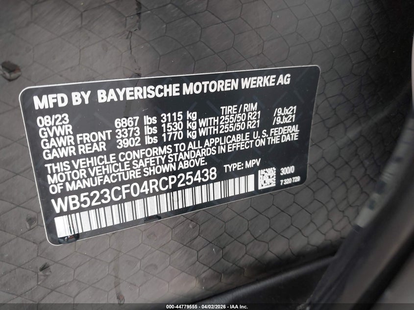 2024 BMW Ix VIN WB523CF04RCP25438 IAAI salvage auction — RIGHT FRONT, Wait Title, sold $21,900 on 2026-07-24 (photo 9)