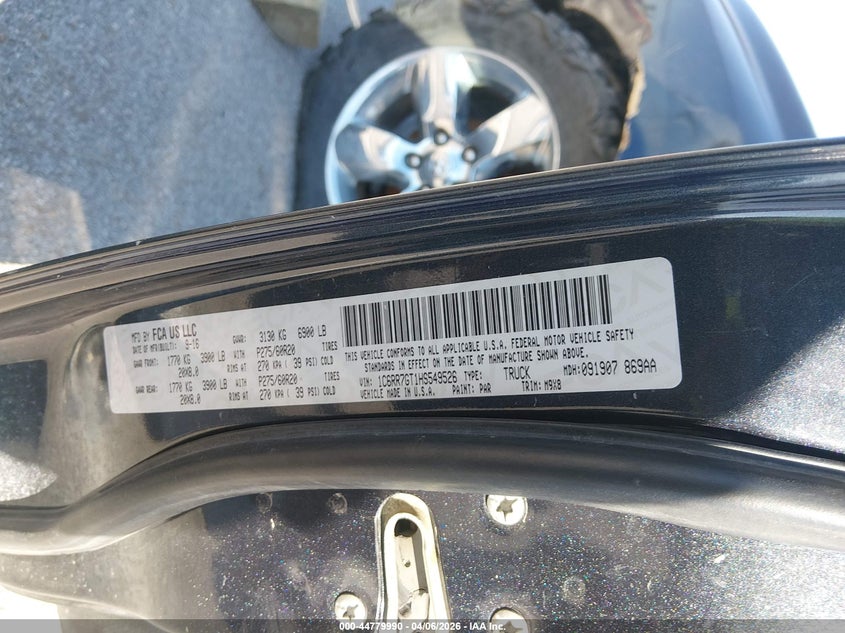 2017 Ram 1500 VIN 1C6RR7GT1HS549526 IAAI salvage auction — LEFT FRONT, Clear (Missouri), sold $2,050 on 2026-08-14 (photo 9)