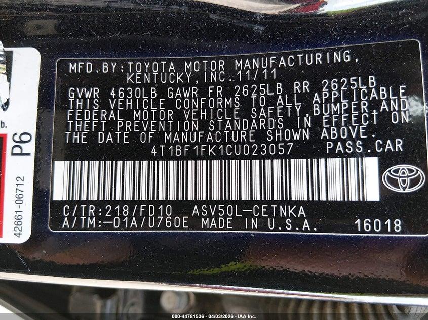 2021 Mazda 6 VIN JM1GL1WY5M1616057 IAAI salvage auction — RIGHT FRONT, Wait Title, sold $25 on 2026-07-29 (photo 9)