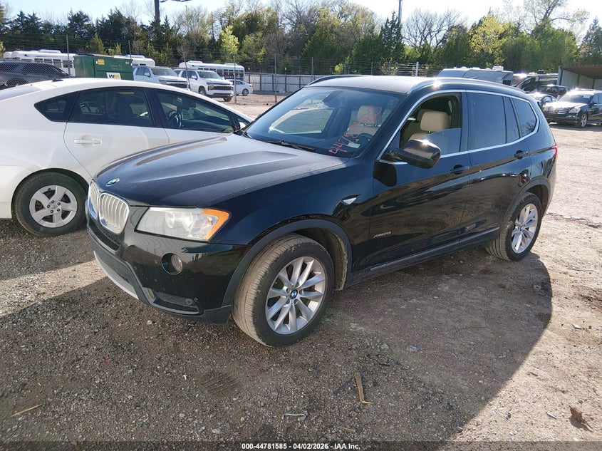2013 BMW X3 VIN 5UXWX9C57D0A19167 IAAI salvage auction — Hail, Clear - Public Restricted (Oklahoma), sold $1,225 on 2026-04-19 (photo 2)