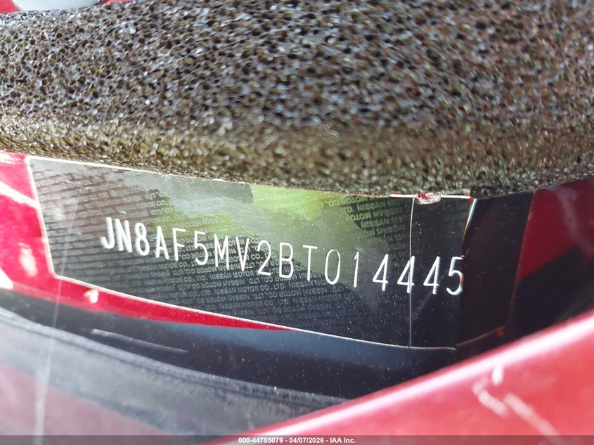 2011 Nissan Juke VIN JN8AF5MV2BT014445 IAAI salvage auction — ROLLOVER, Salvage (Indiana), sold $25 on 2026-07-23 (photo 9)