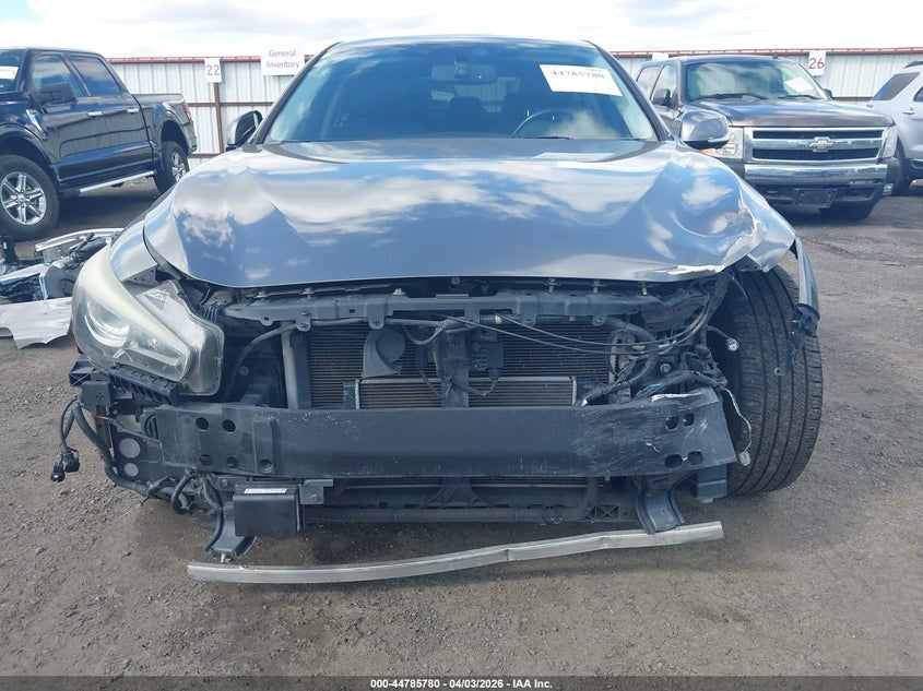 2014 Infiniti Q50 VIN JN1AV7APXEM690448 IAAI salvage auction — FRONT END, Wait Title, sold $875 on 2026-07-28 (photo 6)