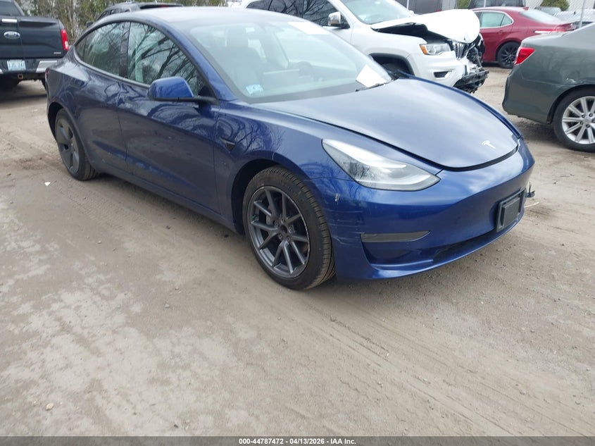 2022 Tesla Model 3 VIN 5YJ3E1EA3NF252162 IAAI salvage auction — LEFT FRONT, Salvage (Massachusetts), sold $7,700 on 2026-10-03 (photo 1)