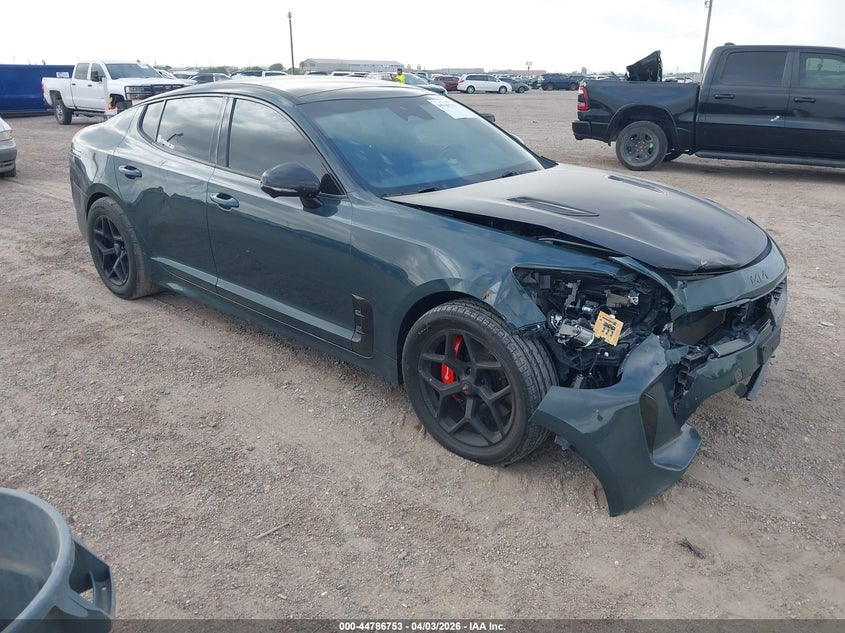 2023 Kia Stinger VIN KNAE55LC3P6125749 IAAI salvage auction — FRONT END, Original (Texas), sold $8,650 on 2026-07-15 (photo 1)